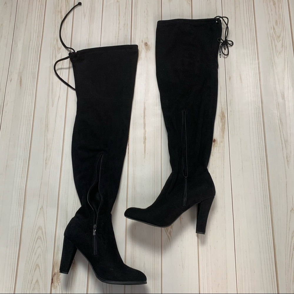 Black Thigh High Heel Boots